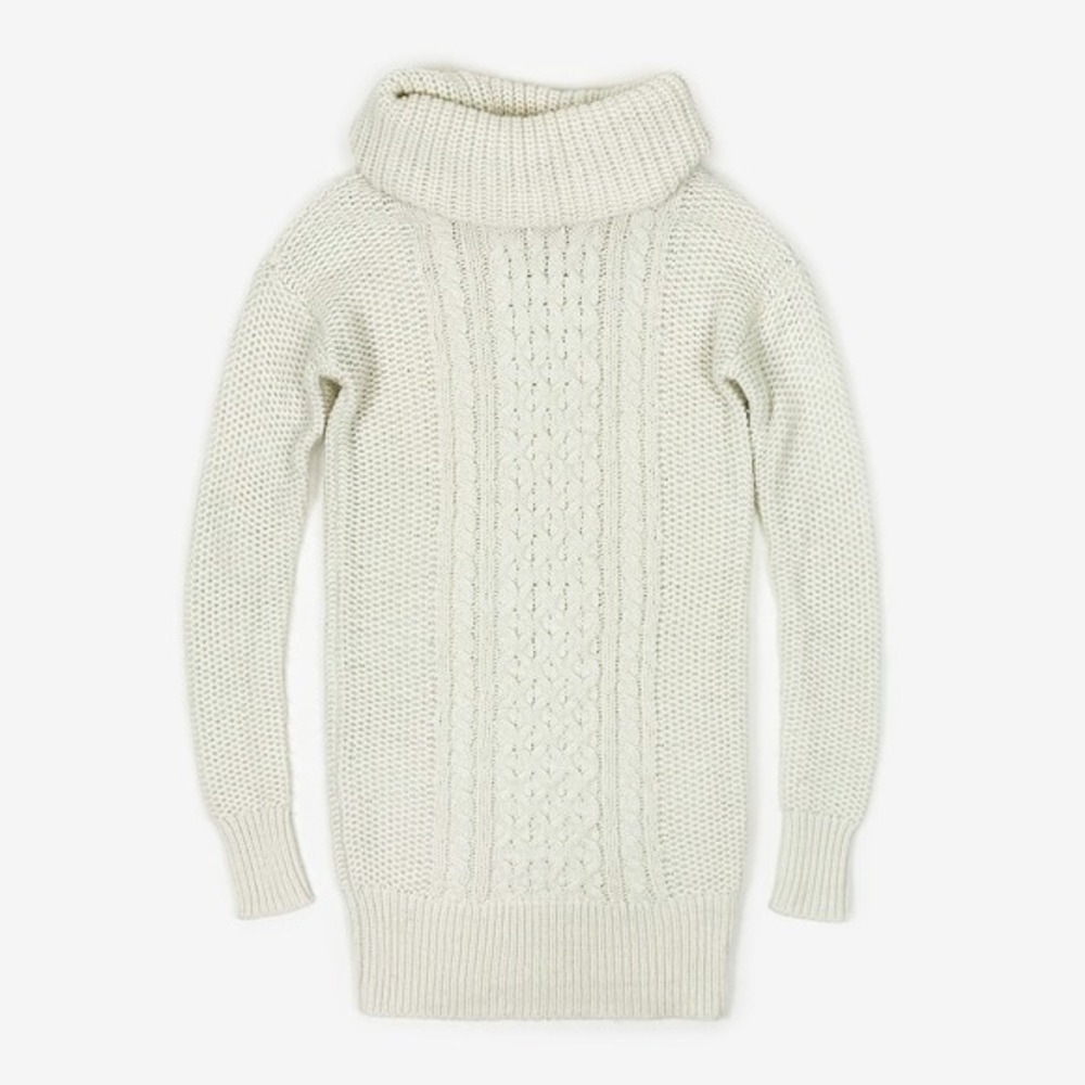 American Eagle Longline Turtleneck Sweater Size‎ XS Cream Cable Knit Cozy